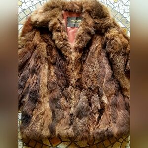 Luxurious Lush Vintage Brown Genuine Fur Coat from Hudson's